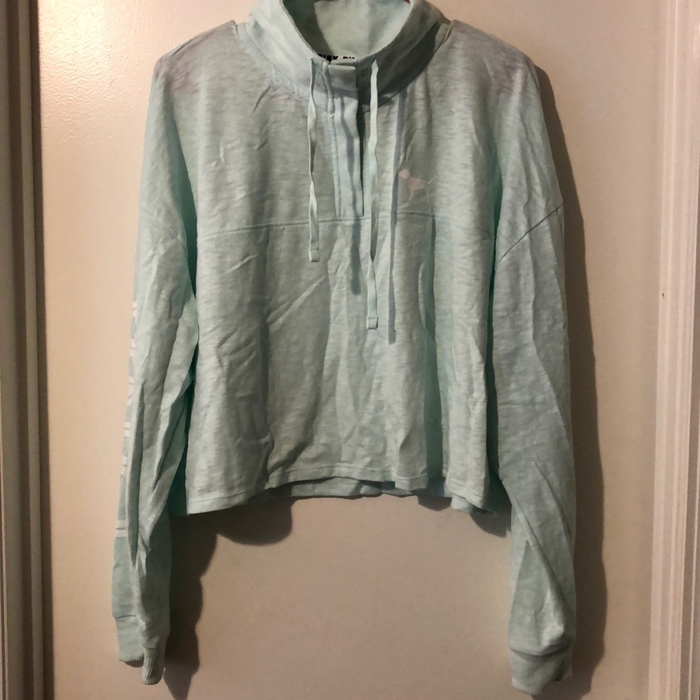 Victoria Secret Pink- Teal Sweatshirt crop top